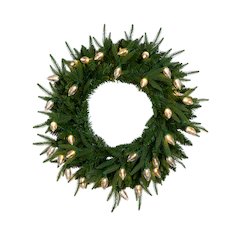 24in. Pre-Lit Artificial Luxembourg Pine Christmas Wreath with 35 LED Lights