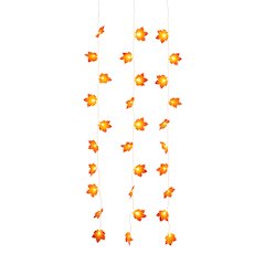 5ft Pre-Lit Autumn Maple Leaf Artificial Fall Garland with 10 LED Lights-Set of3