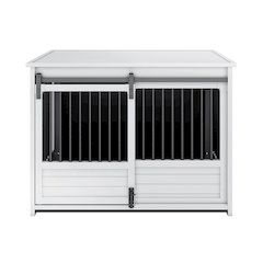 ECOFLEX Barn Door Dog Crate End Table - Antique White Large