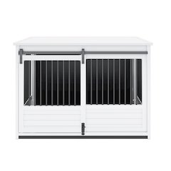 ECOFLEX Barn Door Dog Crate End Table - Antique White X-Large