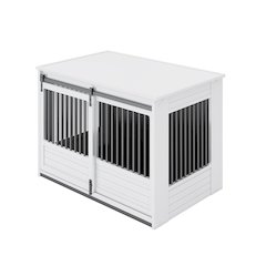 ECOFLEX Barn Door Dog Crate End Table - Antique White X-Large