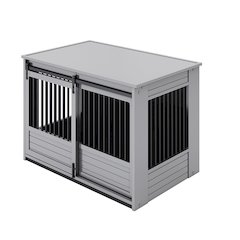 ECOFLEX Barn Door Dog Crate End Table - Gray X-Large