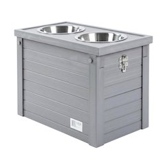 Grey Ecoflex Piedmont 2-Bowl Diner with Sliding Lid Storage Bin for Pets