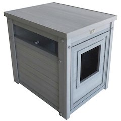 Grey ECOFLEX® Litter Box Cover End Table with Door Access