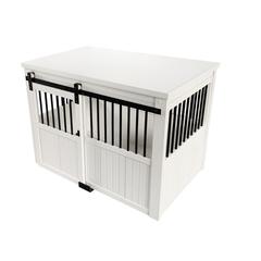ECOFLEX® Homestead Sliding Barn Door Dog Crate -Antique White