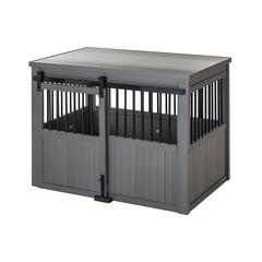 ECOFLEX® Homestead Sliding Barn Door Dog Crate-Grey