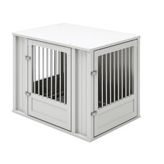 Durable ECOFLEX Medium Dog Crate with Flexible Door Placement in Antique White