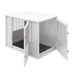 Durable ECOFLEX Large Dog Crate with Flexible Door Placement in Antique White
