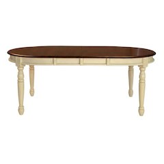 54" - 76" Oval Dining Table with (2) 12" Leaves, Merlot-Buttermilk Finish