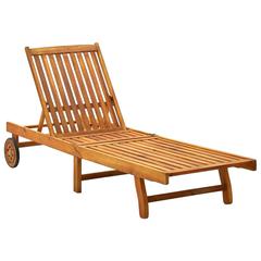 Sunlounger Natural Wood Solid Acacia Wood
