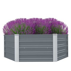 Raised Garden Bed Grey Galvanized Steel 50.8x50.8x18.1 in
