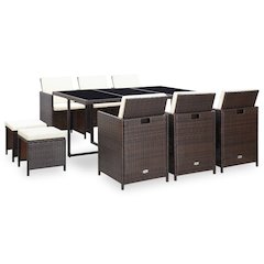 Outdoor Furniture Set Brown Poly Rattan Large Removable Covers