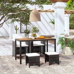 Outdoor Furniture Set Black, Cream white