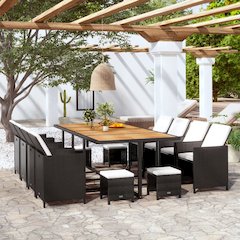 Outdoor Furniture Set Black, Cream White