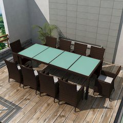 Outdoor Dining Set Brown, Cream White