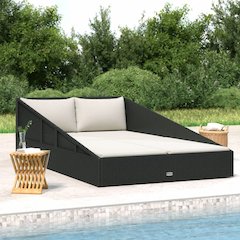 Outdoor Bed Black, Cream White