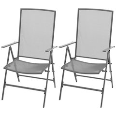 Reclining Chair Set of 2 Anthracite E-coated, powder-coated steel