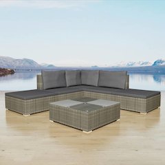 Garden Furniture Set Grey PE Rattan Medium Modular