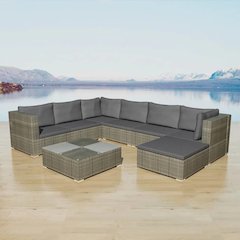 Patio Furniture Set 8 Pieces Gray