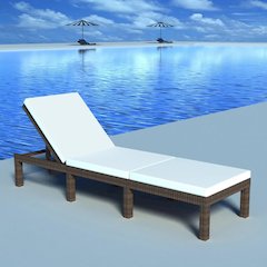 Sunlounger Brown PE Rattan Standard Adjustable Armrests