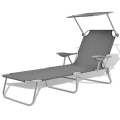 Sun Lounger Steel Grey Powder-coated steel frame, Polyester fabric