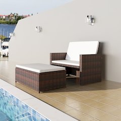 Outdoor Furniture Set Brown PE Rattan 2-seater Modular