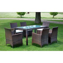 Outdoor Furniture Set Brown PE Rattan 7 Piece Seats Many