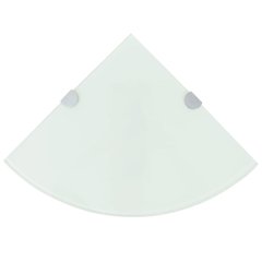 Corner Shelf White Tempered Glass 9.8 in x 9.8 in Wall Mounting