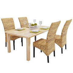 vidaXL Dining Chairs 4 pcs Abaca and Solid Mango Wood, 274200