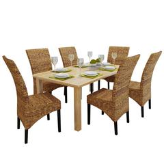 vidaXL Dining Chairs 6 pcs Abaca and Solid Mango Wood, 274201