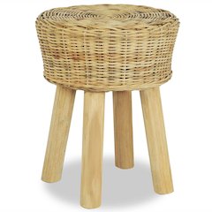 Stool Natural Natural Rattan, Solid Teak Standard Durable