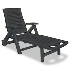 Sun Lounger Anthracite Plastic Standard Foldable Sun Lounger