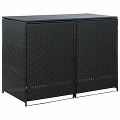 Trash Can Shed Black PE rattan, Powder-coated steel Large Durable