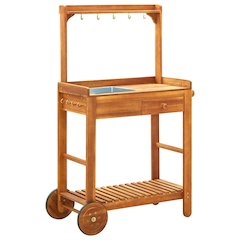 vidaXL Garden Kitchen Trolley Solid Acacia Wood 36.2"x17.1"x55.7", 43986