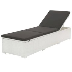 Sunlounger Set White and Black PE rattan