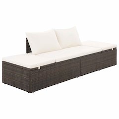 Outdoor Lounge Bed Brown and cream white
