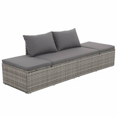 Lounge Bed Gray and dark gray Polyethylene rattan