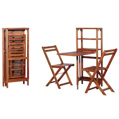 Bistro Set Natural wood Solid acacia wood 2-seater Foldable