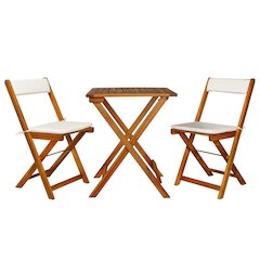 Bistro Set Warm Wood Tone Solid Acacia Wood Foldable Bistro Set