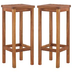 Bar Chair Set of 2 Natural wood Solid acacia wood Medium