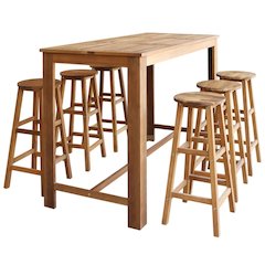 Bar Table And Stool Brown Solid acacia wood Large Footrest