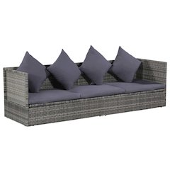 Garden Bed Grey PE Rattan 78.7x23.6 in Adjustable Armrests