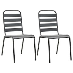 Outdoor Chair Set of 2 Dark Grey E-coated and powder-coated steel