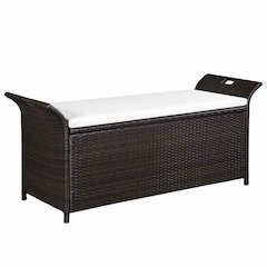 Bench Brown PE rattan Large Storage Bench Rectangular