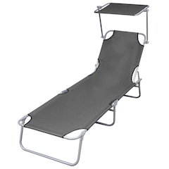 Sunlounger Grey Powder-coated steel Single Foldable