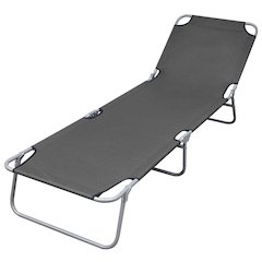 Sunlounger Grey Powder-coated steel 74.4 x 22.8 x 10.6 in