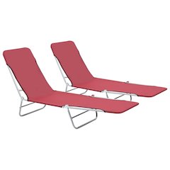 Sunlounger Set of 2 Red