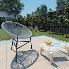 Moon Chair Grey Polyethylene Rattan Moon Chair Round Modern
