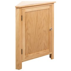 Corner Cabinet Brown Solid Oak Wood Compact Corner Cabinet
