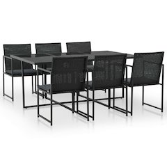 Rattan Dining Set Black